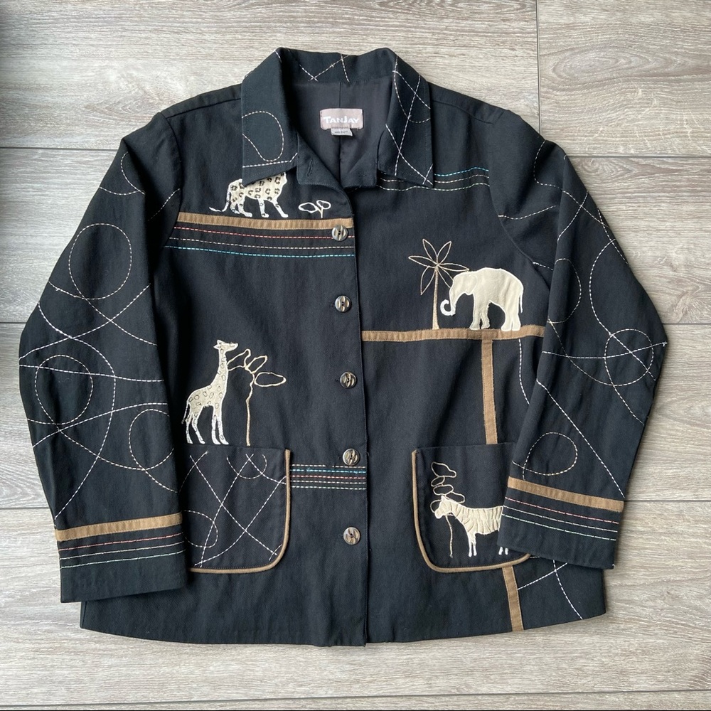 TanJay Animal Print Embroidered Lightweight Jacket